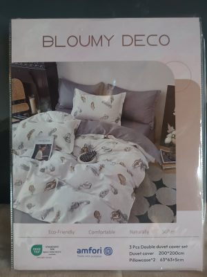Parure de lit blanche à motif plume